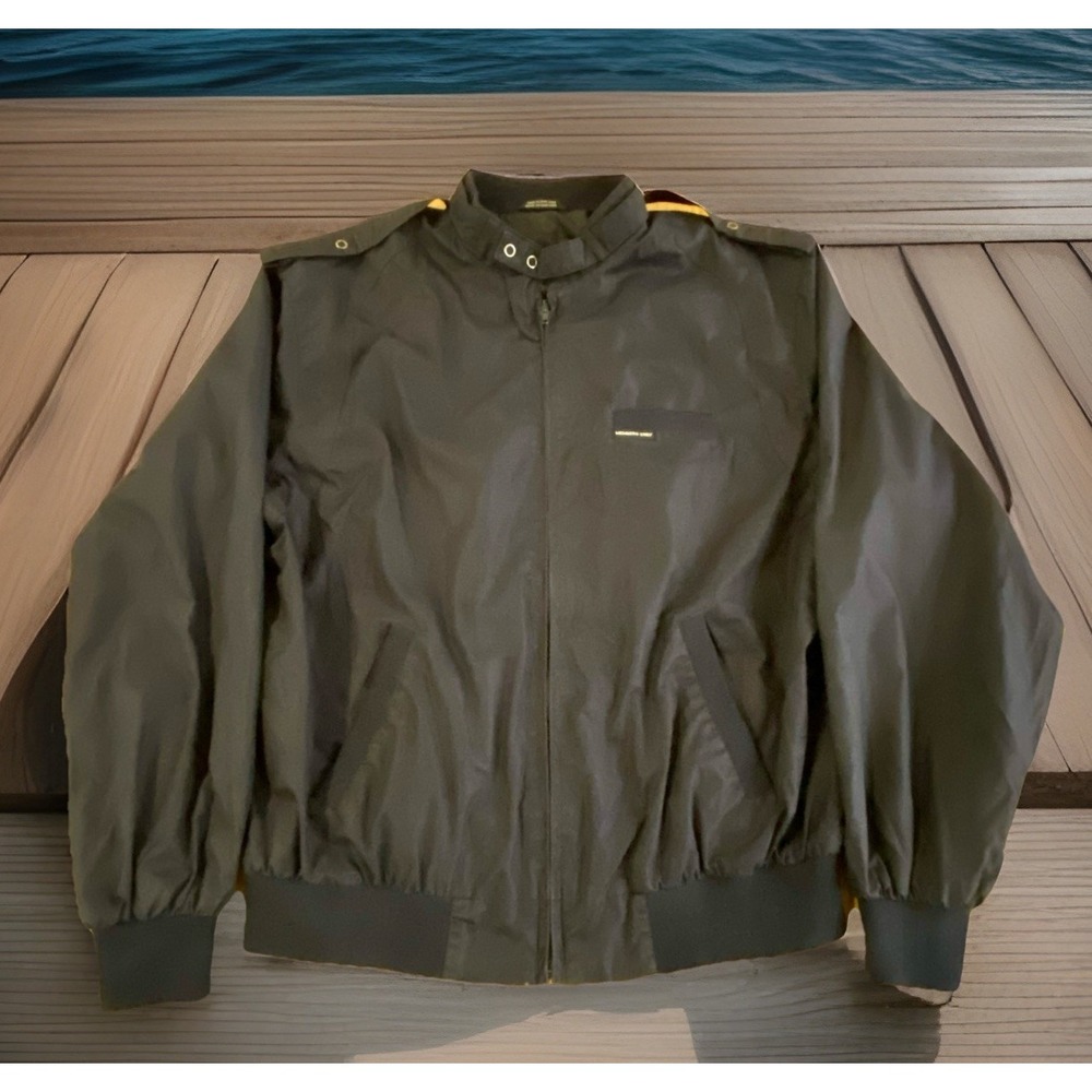 VTG Members Only Cafe Racer Jacket Large Dark Blue Windbreaker Zip Lightweight